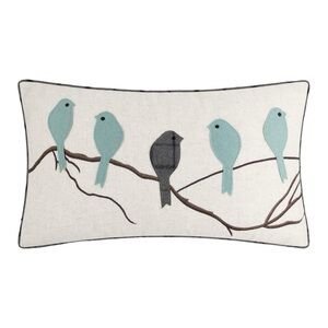Wool Birds Accent Pillow Applique Hand Emobroidery Cushion Decorative Pillow